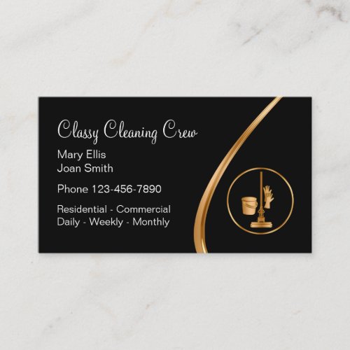 Classy Residential Commercial Cleaning Service Business Card