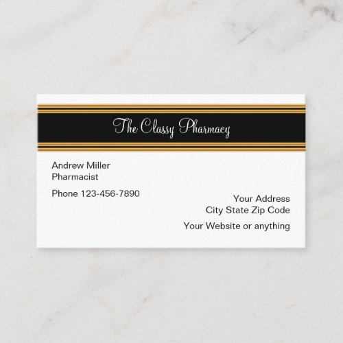 Classy Retail Pharmacy For A Pharmacist Business Card