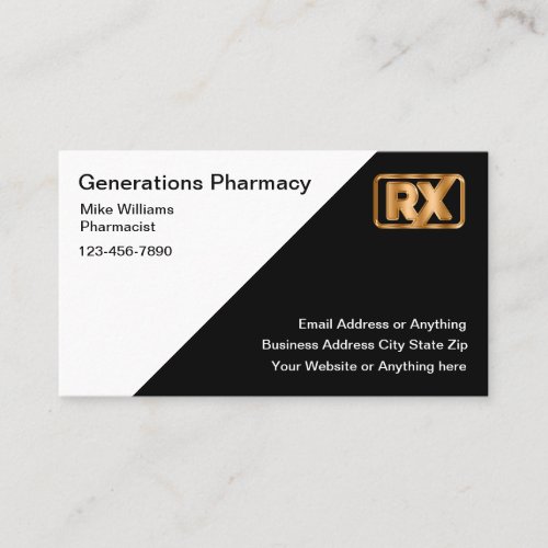 Classy Retail Pharmacy Pharmacist Business Cards