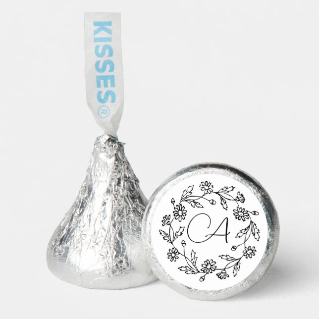 Classy retirement modern flower monogram black hershey®'s kisses® (Front)