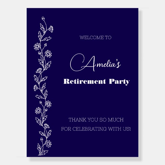 Classy retirement modern hand drown daisy purple foam board (Front)