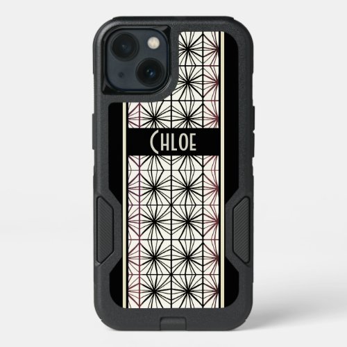 Classy Retro Art Deco Inspired Design w Name iPhone 13 Case