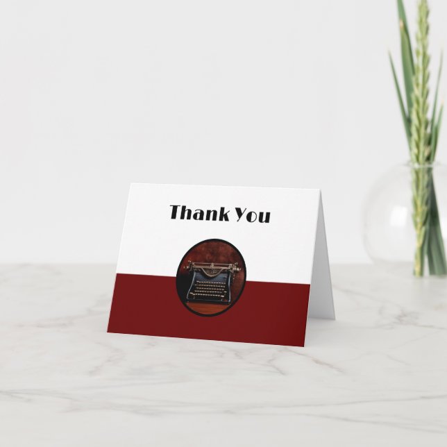 Classy Retro Book Author Writer Theme  Letterpress Thank You Card (Front)