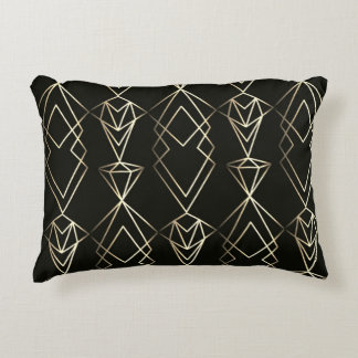 Classy Retro Design in Black and Gold Accent Pillow
