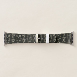 Classy Retro Design in Black and Gold Apple Watch Band