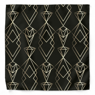 Classy Retro Design in Black and Gold  Bandana