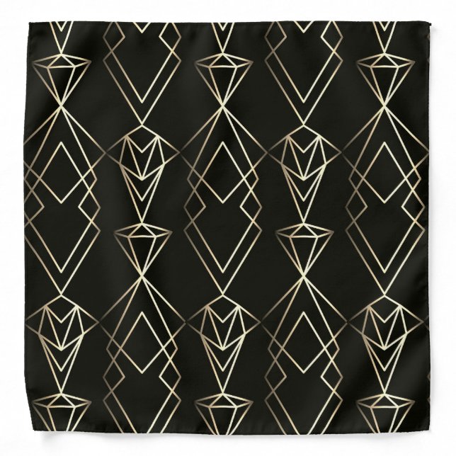 Classy Retro Design in Black and Gold  Bandana (Front)