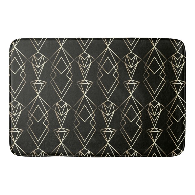 Classy Retro Design in Black and Gold  Bath Mat (Front)