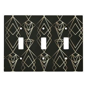 Classy Retro Design in Black and Gold  Light Switch Cover