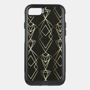 Classy Retro Design in Black and Gold  OtterBox Commuter iPhone SE/8/7 Case