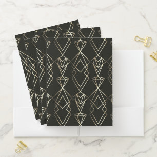 Classy Retro Design in Black and Gold  Pocket Folder