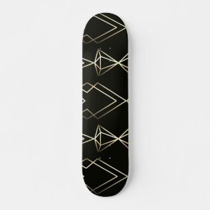 Classy Retro Design in Black and Gold Skateboard
