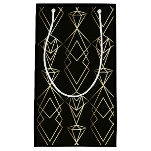 Classy Retro Design in Black and Gold  Small Gift Bag