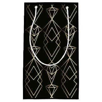 Classy Retro Design in Black and Gold  Small Gift Bag