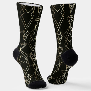 Classy Retro Design in Black and Gold  Socks
