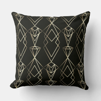 Classy Retro Design in Black and Gold Throw Pillow