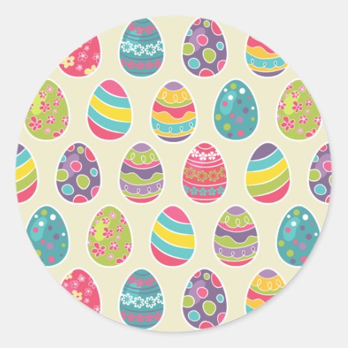 Classy Retro Easter Eggs Happy Easter Day Classic Round Sticker