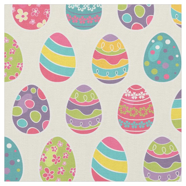 Classy Retro Easter Eggs Happy Easter Day Fabric (Close Up)