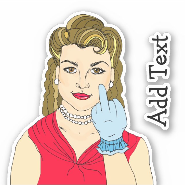 Classy Retro Lady Flipping the Bird Sticker (Front)