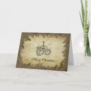 Classy retro old bike Christmas calendar Holiday Card