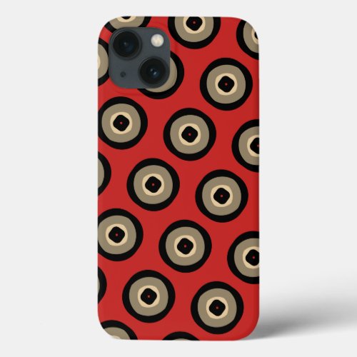 Classy Retro Red and Black Pattern  iPhone 13 Case