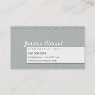 CLASSY RETRO STITCH plain modern silver grey Business Card