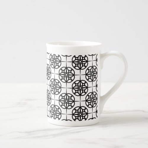 Classy Retro Vibe Geometric Pattern Bone China Mug