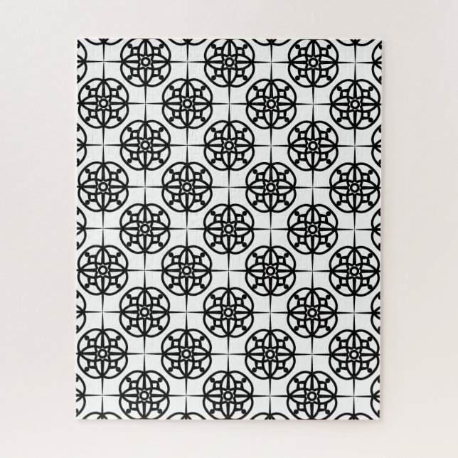 Classy Retro Vibe Geometric Pattern Jigsaw Puzzle (Vertical)