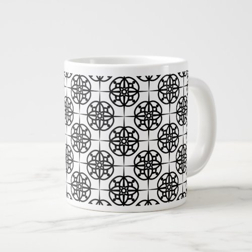 Classy Retro Vibe Geometric Pattern Large Coffee Mug