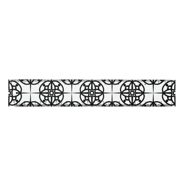 Classy Retro Vibe Geometric Pattern Ruler (Front)