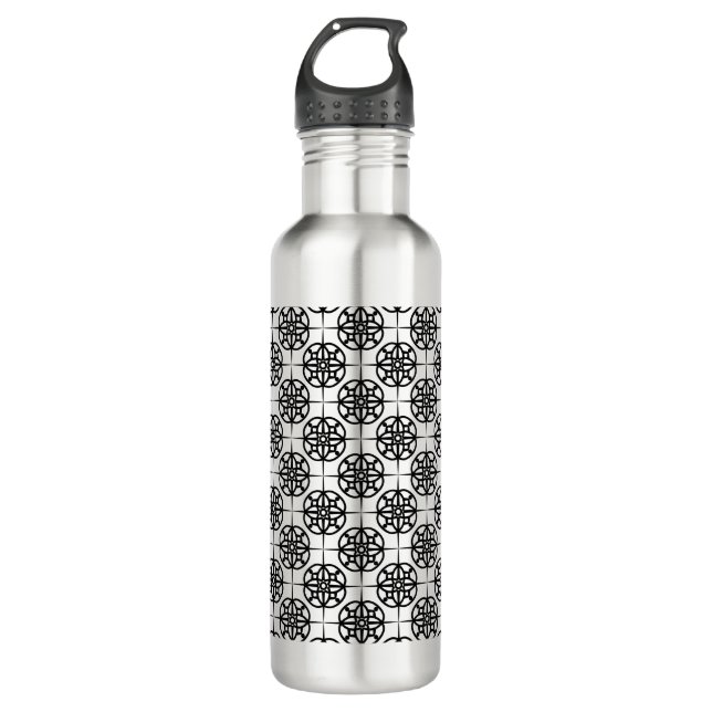 Classy Retro Vibe Geometric Pattern Water Bottle (Front)