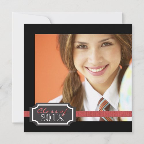 Classy Ribbon Square Photo Graduation Invitation