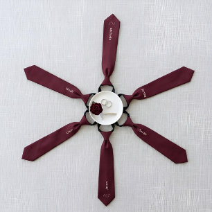 Classy Rich Burgundy & Bubblegum Pink Custom Name Neck Tie