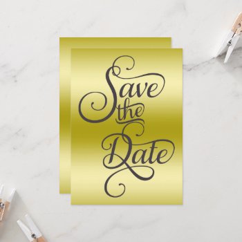 Classy  Romantic Gold  Wedding Save The Date  Invi Invitation by shm_graphics at Zazzle