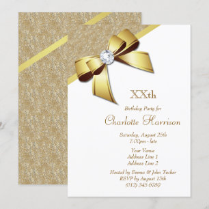Classy Romantic Gold & White Birthday Party Invitation