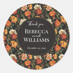 Classy Rose Flower Rustic Wedding Sticker