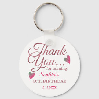 Classy Rose Gold 50th Birthday Thank You Favor Keychain