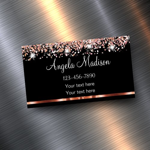 Classy Rose Gold Beauty Business Card Magnet