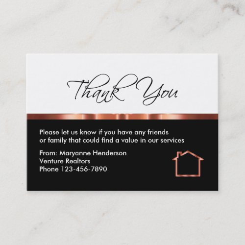 Classy Rose Gold Design Referral Thank You Cards