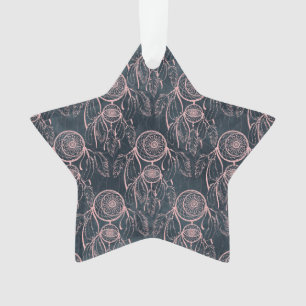 Classy Rose Gold dreamcatcher Grey Pattern Ornament