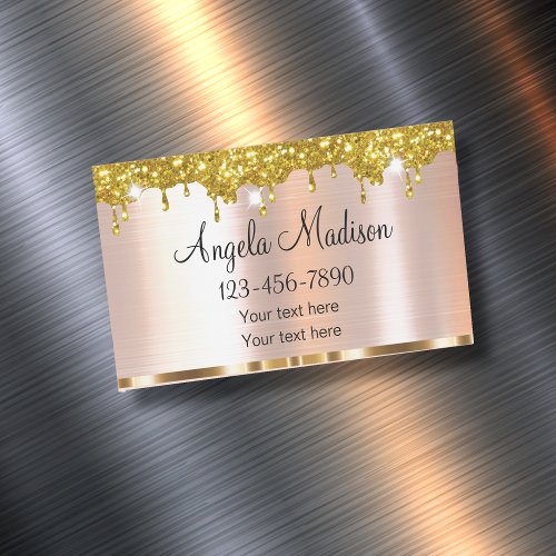 Classy Rose Gold Elegant Beauty Business Card Magnet