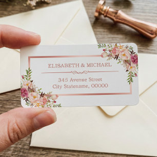 Classy Rose Gold Frame Elegant Floral Decor Label