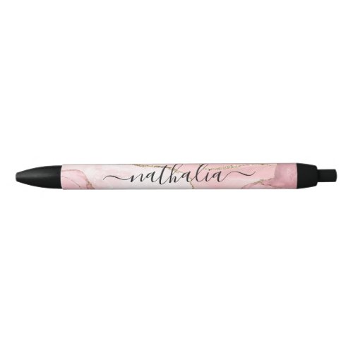 Classy Rose Gold Glitter Foil  Black Ink Pen