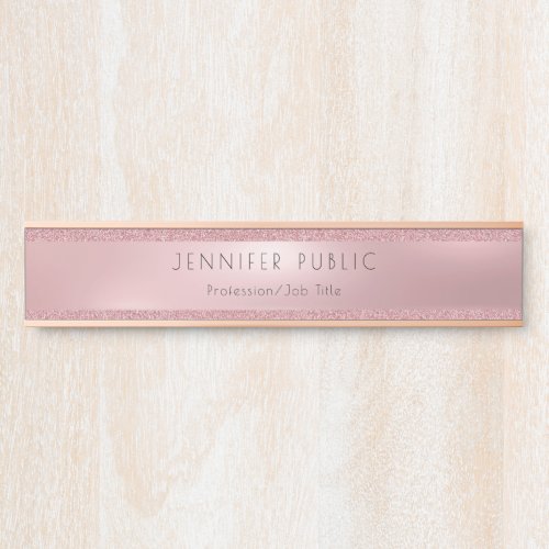 Classy Rose Gold Glitter Modern Glamour Template Door Sign