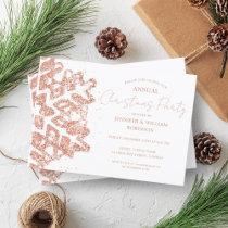 Classy Rose Gold Glitter Xmas Snowflake Holiday  Invitation