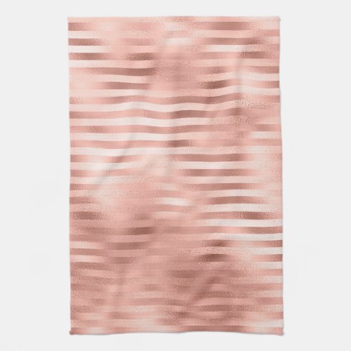 Classy Rose Gold horizontal stripes Kitchen Towel