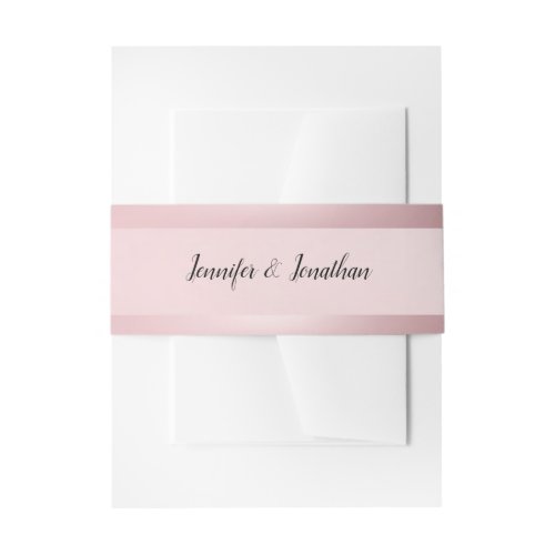 Classy Rose Gold Modern Calligraphic Typed Script Invitation Belly Band