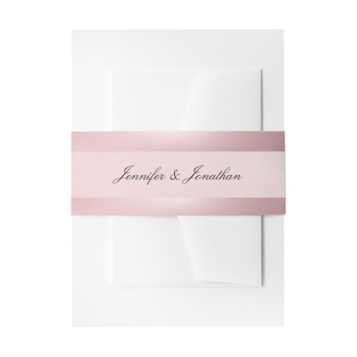 Classy Rose Gold Modern Typography Script Name Invitation Belly Band