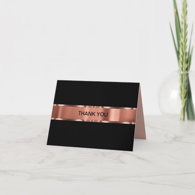 Classy Rose Gold Tone Business Thank You Cards (Front)