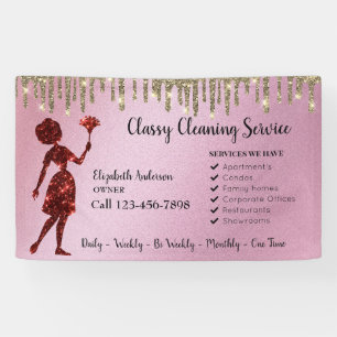 Classy Rose Logo Maid Cleaning Services Elegant Banner